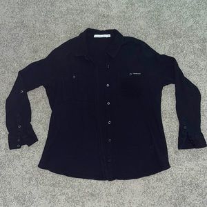Calvin Klein Black Button Down Long Sleeve Texture Top
